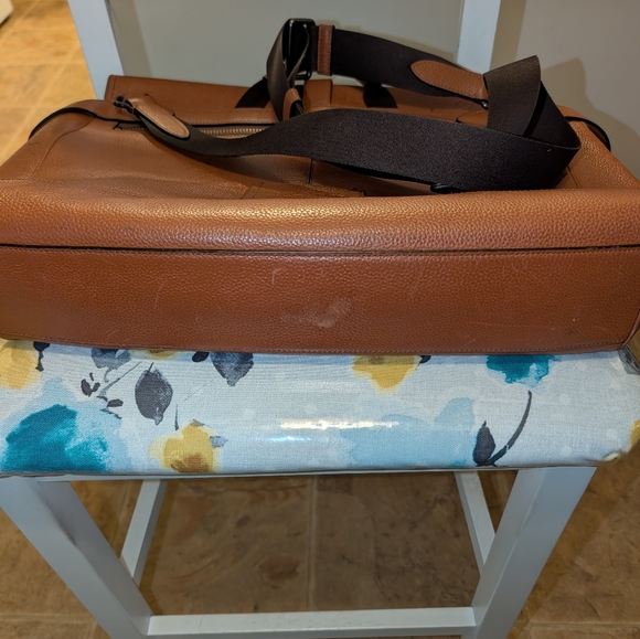 COACH Hudson Saddle Pebbled Brown Leather Messenger Bag - Picture 5 of 11